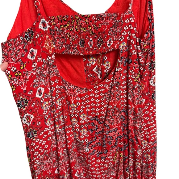 Abel The Label Lola Women Size L Midi Dress Button Front Ruffle Hi Lo Hem Cutout - Picture 3 of 11